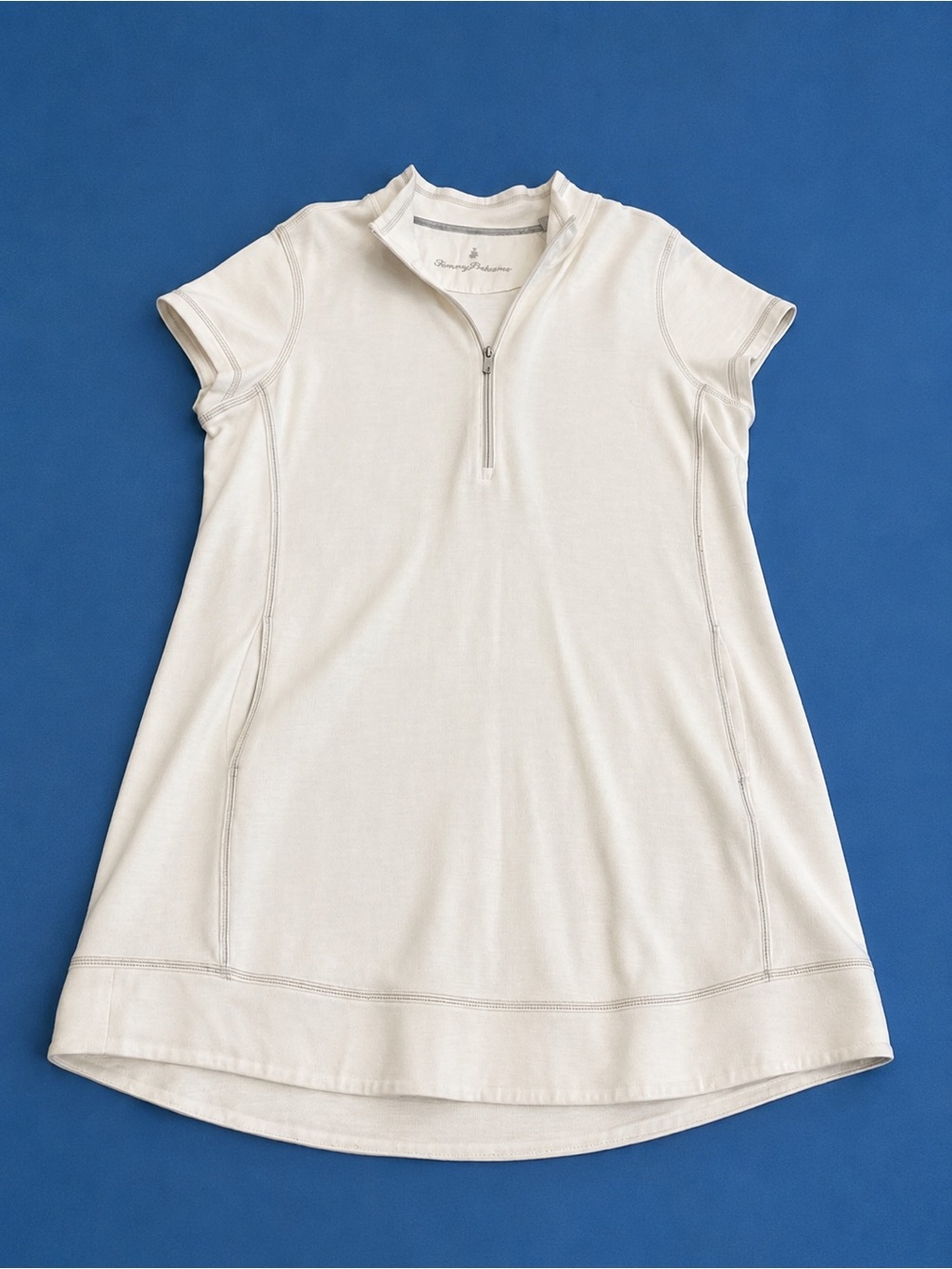 Tommy Bahama Tobago Bay Coconut Half Zip Knit Dress Size Large White Resort